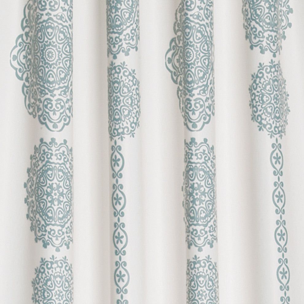 Stripe Medallion Room Darkening Window Panel, Set of 2, Blue, 84"x52"