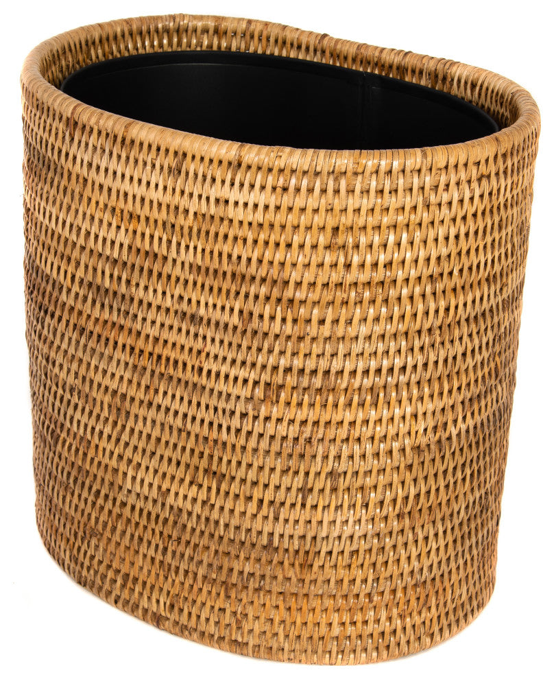 Artifacts Rattan™ Oval Waste Basket with Metal Liner, Honey Brown