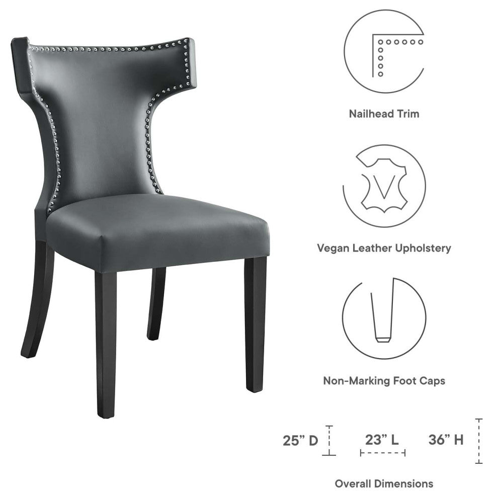 Curve Vegan Leather Dining Chair, Gray