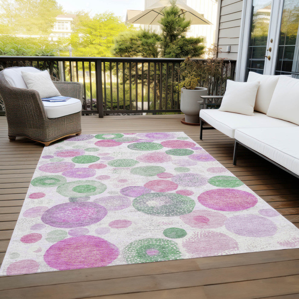 Machine Washable Indoor/Outdoor Chantille ACN1896 Pink 10' x 14' Rug