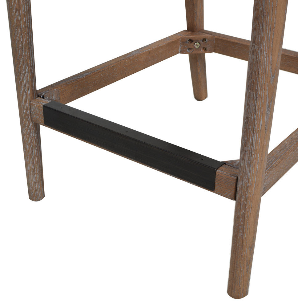 Panama Curved Back Cane Rattan Stool, Set of 2, Ivory White Boucle, 26.5" Counter Height