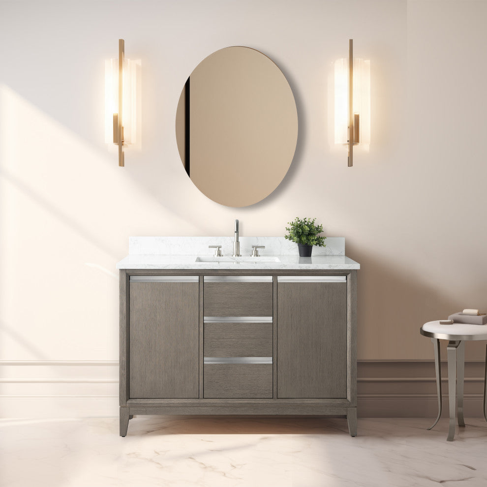 Vanity Art Bathroom Vanity With Sink, Driftwood Gray, 48" Single