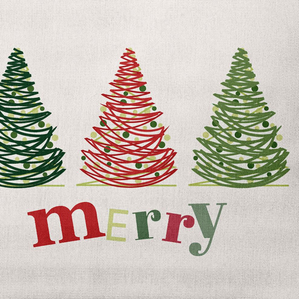 Merry Trees Decorative Throw Pillow, Multi-Traditional, 20"x20"