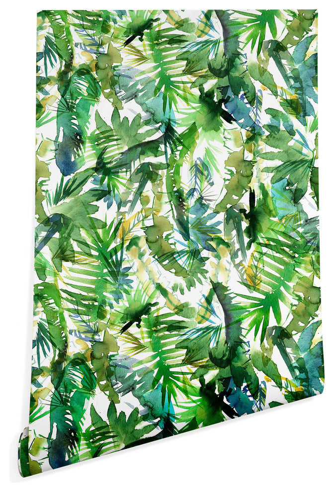 Deny Designs Schatzi Brown Vibe of the Jungle Green Wallpaper, Green, 2'x4'
