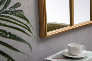 Macey Metal Windowpane Mirror, 36"x53", Brass