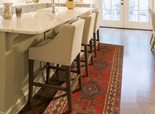 Fine Vintage Distressed Mattie Red/Navy Runner, 3'0 x 9'10