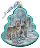 Hand Painted Glass Scenic Ornament, Wolves Tree