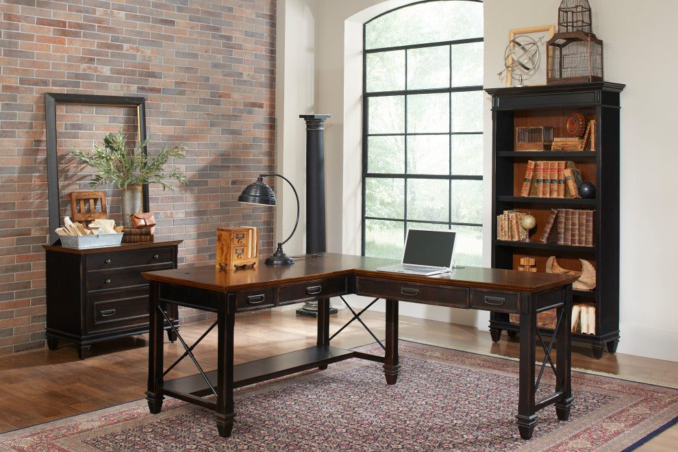 Hartford Wood Open L-Desk and Return