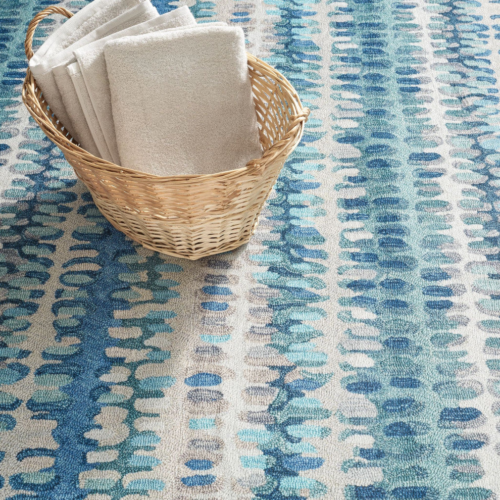 Dash & Albert Paint Chip Blue Machine Washable Rug, Blue, Runner-2'6" x 8'