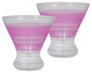 Retro Stripe Pink Cosmopolitan Glasses, Set of 2