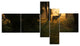 Deer In Sunset In Deep Forest, Forest Canvas Art Print, 60"x32", 5 panels