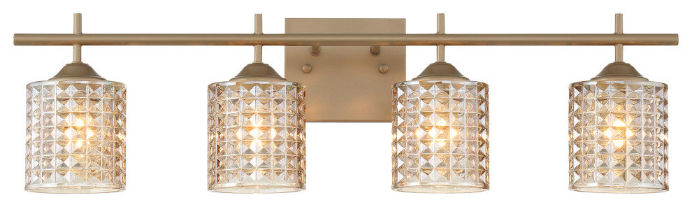 Modern Elegant Cut Crystal 4-Light Vanity