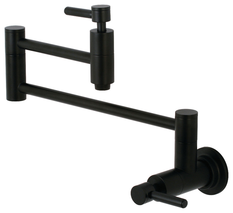 Kingston Brass Wall Mount Pot Filler Kitchen Faucet, Matte Black