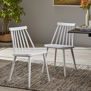 GDF Studio Farmhouse Spindle Back Dining Chairs, Polypropylene, Set of 2, White