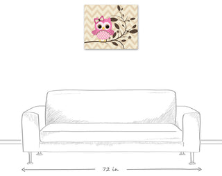 Pink Owl Chevron 24x20 Canvas Wall Art