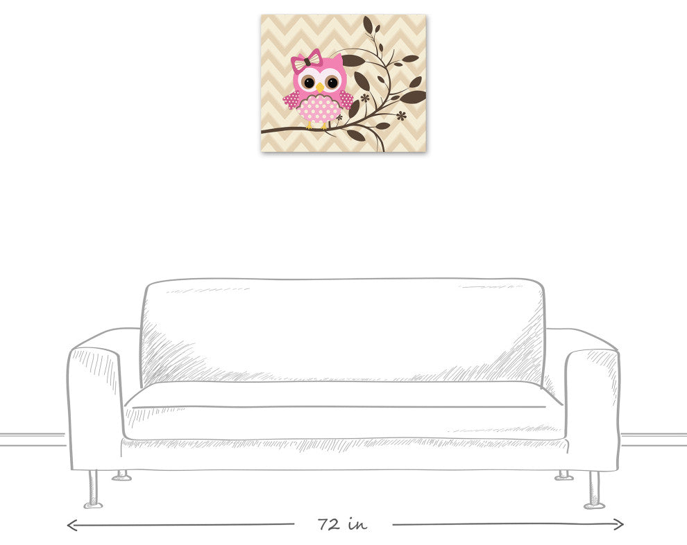Pink Owl Chevron 24x20 Canvas Wall Art