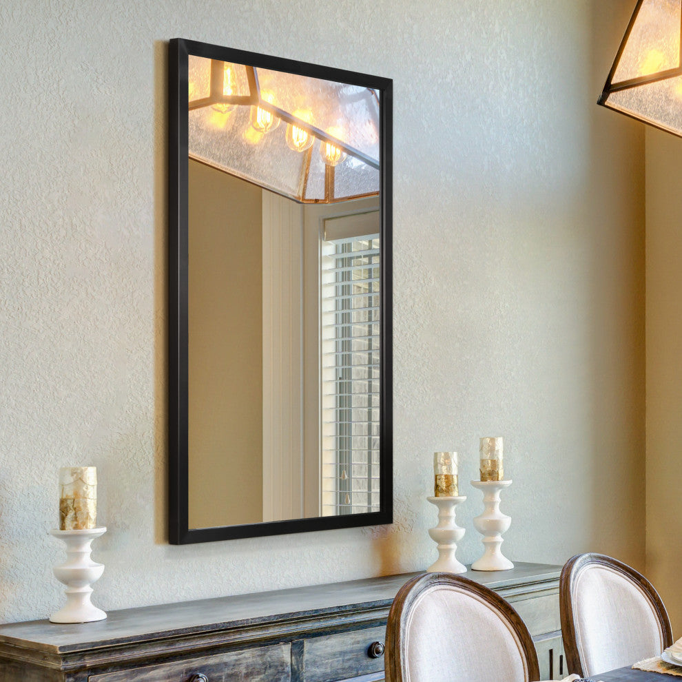 Contempo Stainless Steel Gold Wall Mirror, Brushed Black, 24"x36"