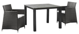 Brown White Junction 3 Piece Outdoor Patio Wicker Dining Set