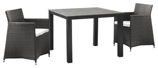 Brown White Junction 3 Piece Outdoor Patio Wicker Dining Set