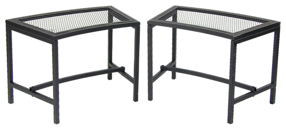 Sunnydaze Black Mesh Patio Fire Pit Benches, 23"x16", Set of 2 Benches