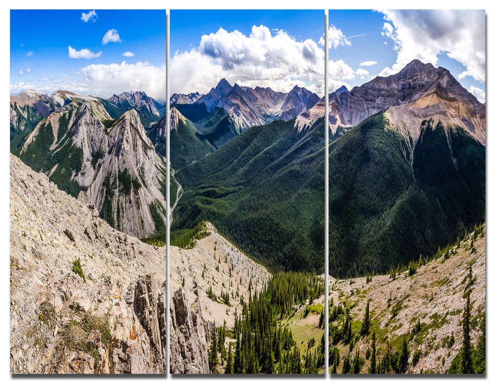 Rocky Mountains Panorama, Landscape Triptych Canvas Art Print, 36x28, 3 Panels