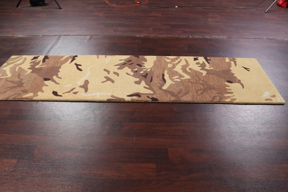 Hand-tufted Agra Oushak Oriental Area Rug, Camouflage, Runner 10'