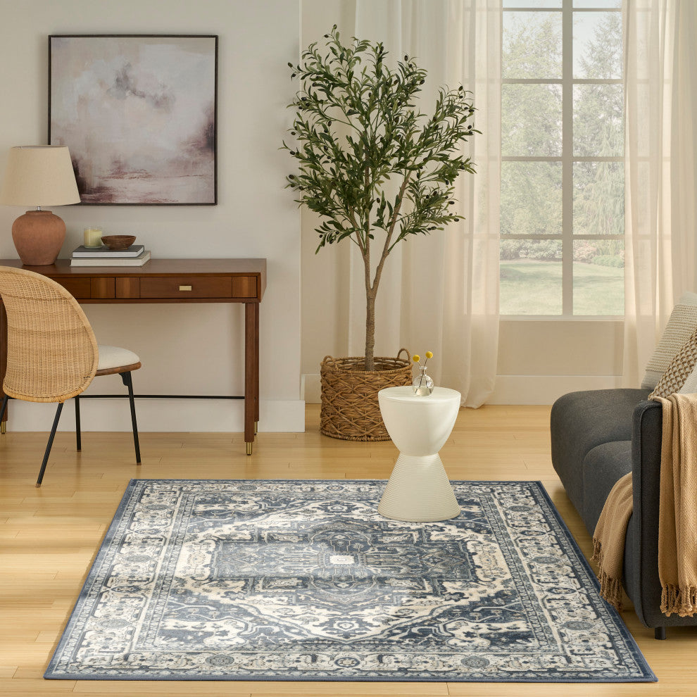 Nourison Quarry 6' x 9' Navy Ivory Vintage Indoor Rug