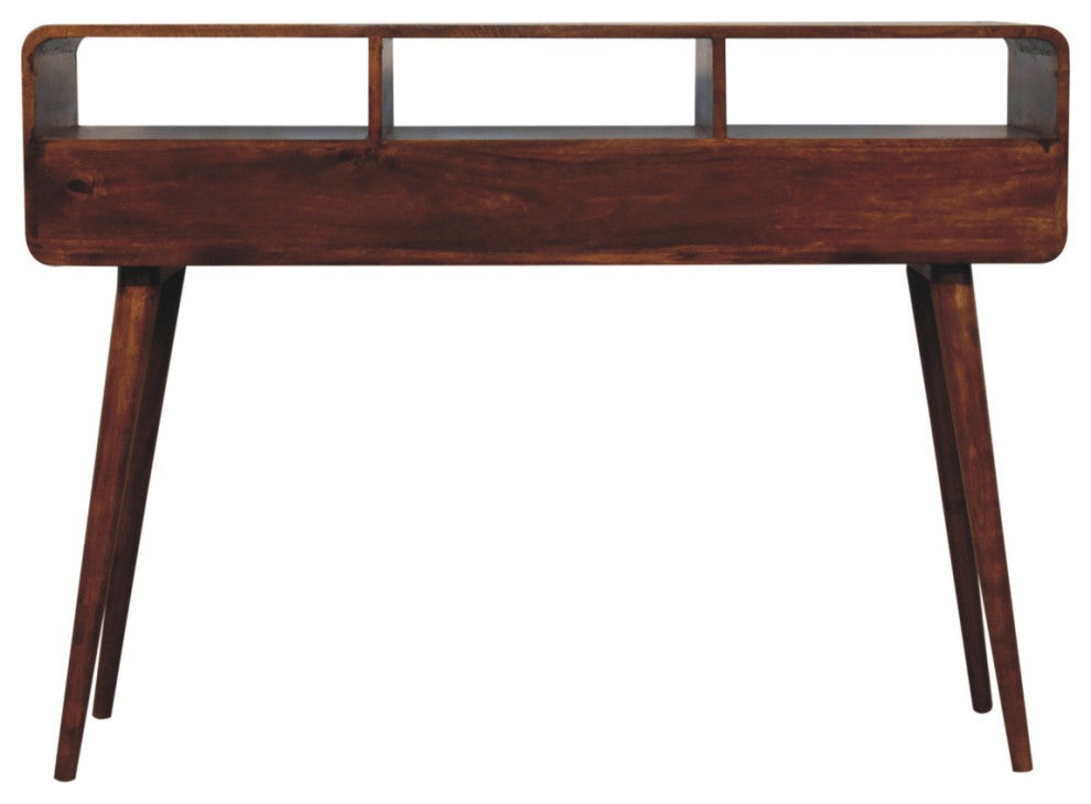 Triple Curved Chestnut Console Table