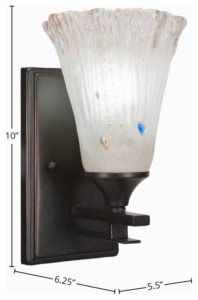 Uptowne 1-Light Wall Sconce, Dark Granite/Fluted Frosted Crystal