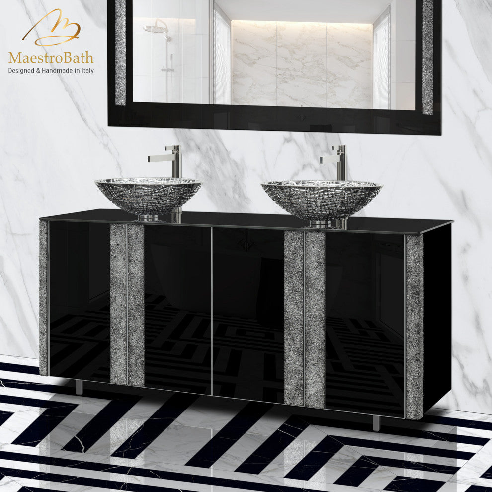 King 66.5" Luxury Double Bathroom Vanity, Double Sink, Free Standing