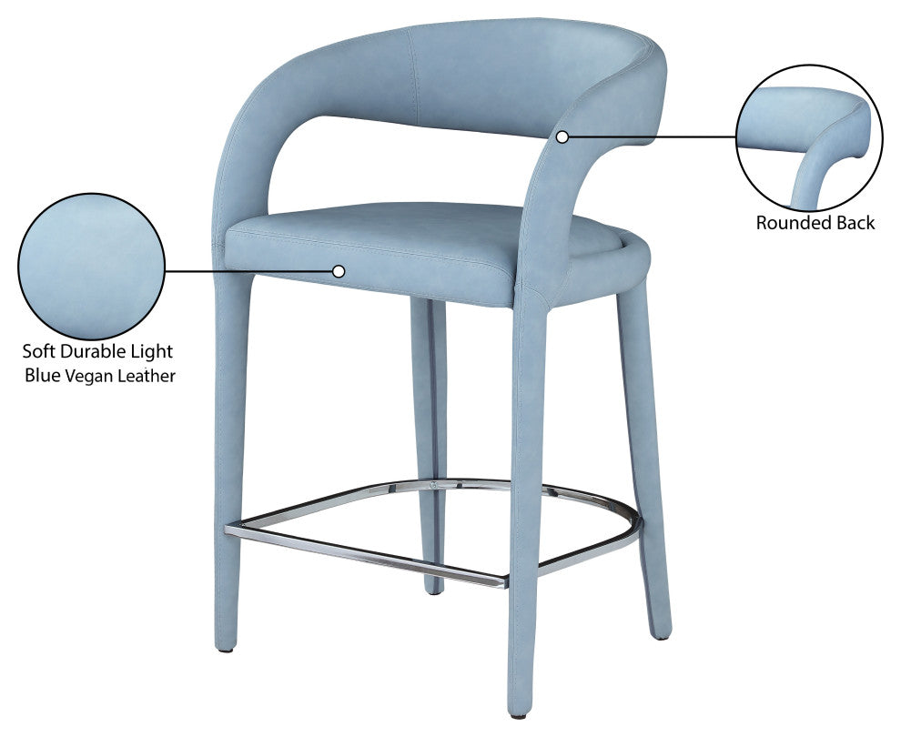 Sylvester Faux Leather Stool, Light Blue