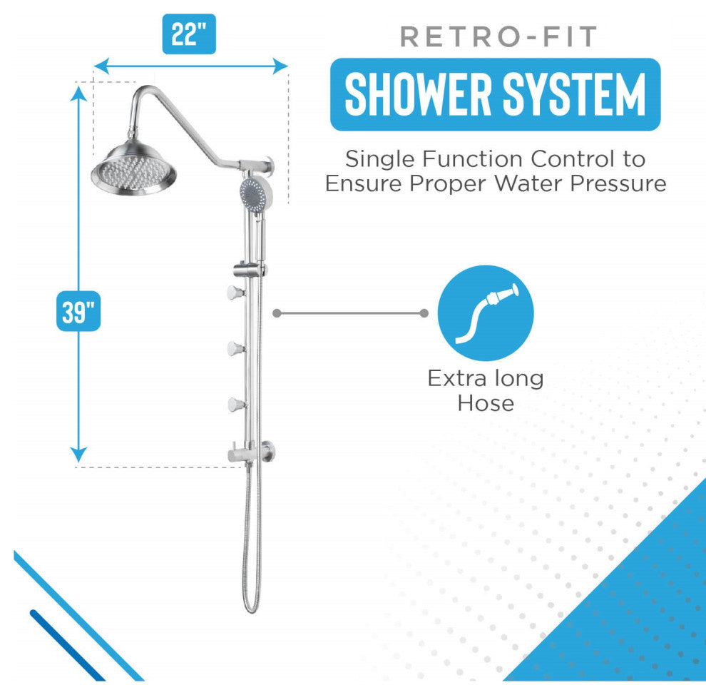 Blue Ocean 39"? Stainless Steel SC5706 Retro-Fit Rain Shower System