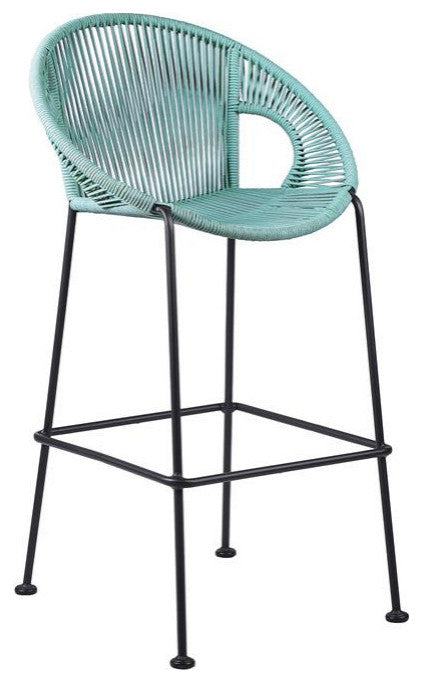 Acapulco 26" Indoor Outdoor Steel Bar Stool With Rope, Wasabi
