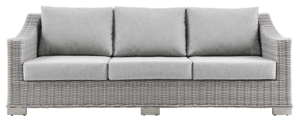 Conway Outdoor Patio Wicker Rattan Sofa Light Gray Gray