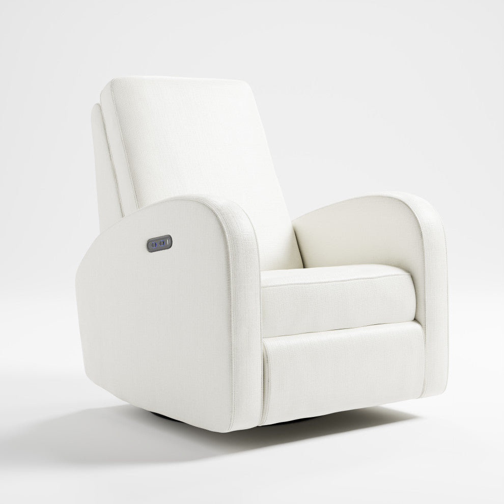 Storkcraft Santa Monica Power Recliner Swivel Glider, Ivory Basketweave