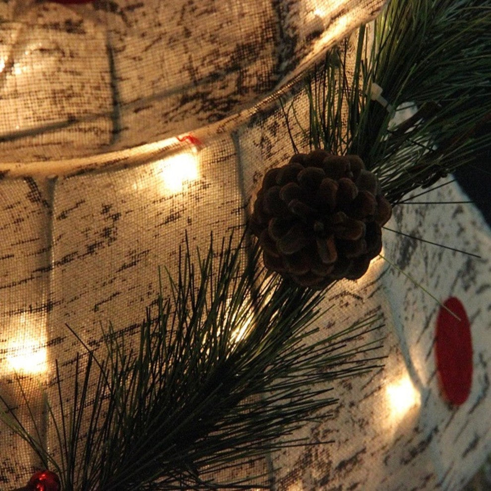 42" Lighted 2-D Country Rustic Birch Christmas Tree Decoration, Clear Lights