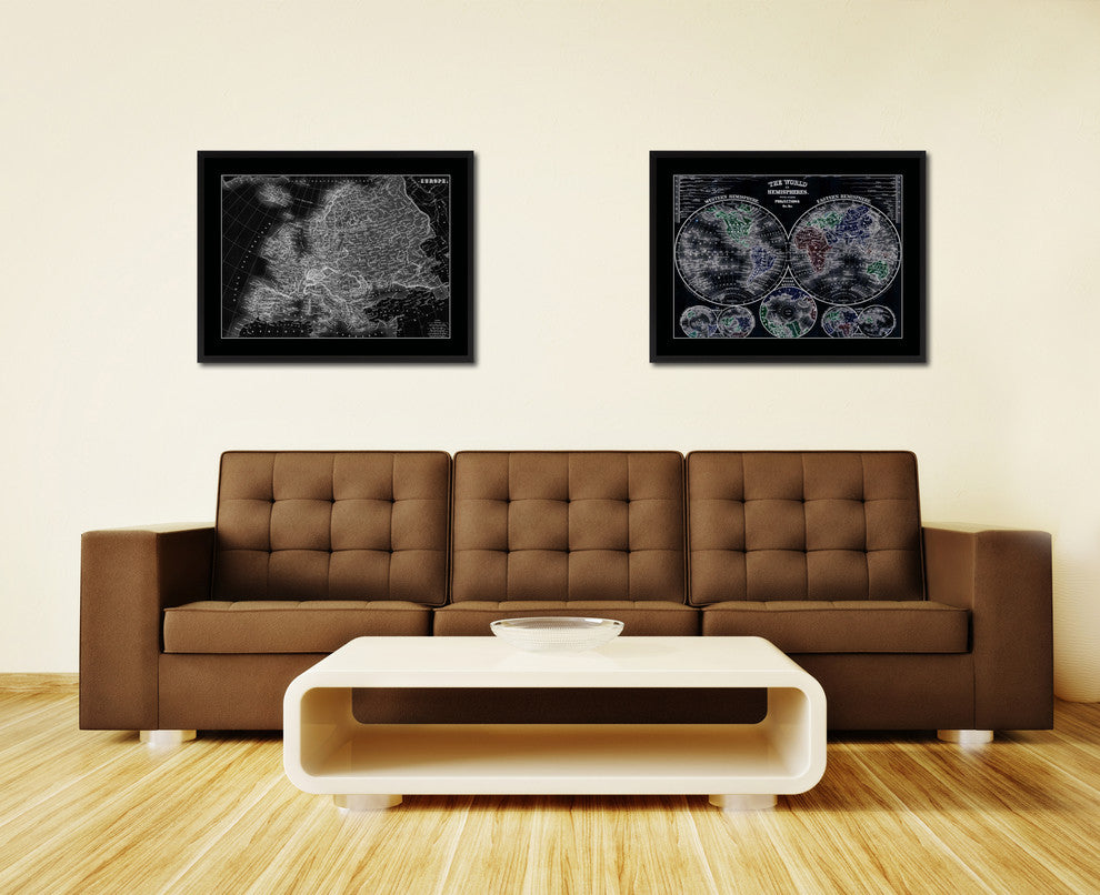 Europe Vintage Monochrome Map Canvas, 16"x21"