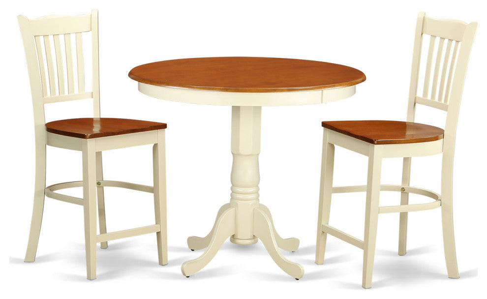 Jagr3-Whi-W 3 Pc Dining Counter Height Set -Pub Table And 2 Dining Chairs