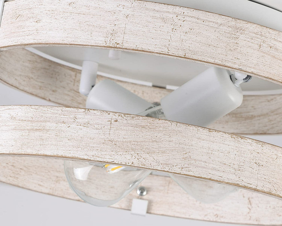 White Flush Mount Ceiling Light Fixture 2 Light Wood Drum Ceiling Lamp