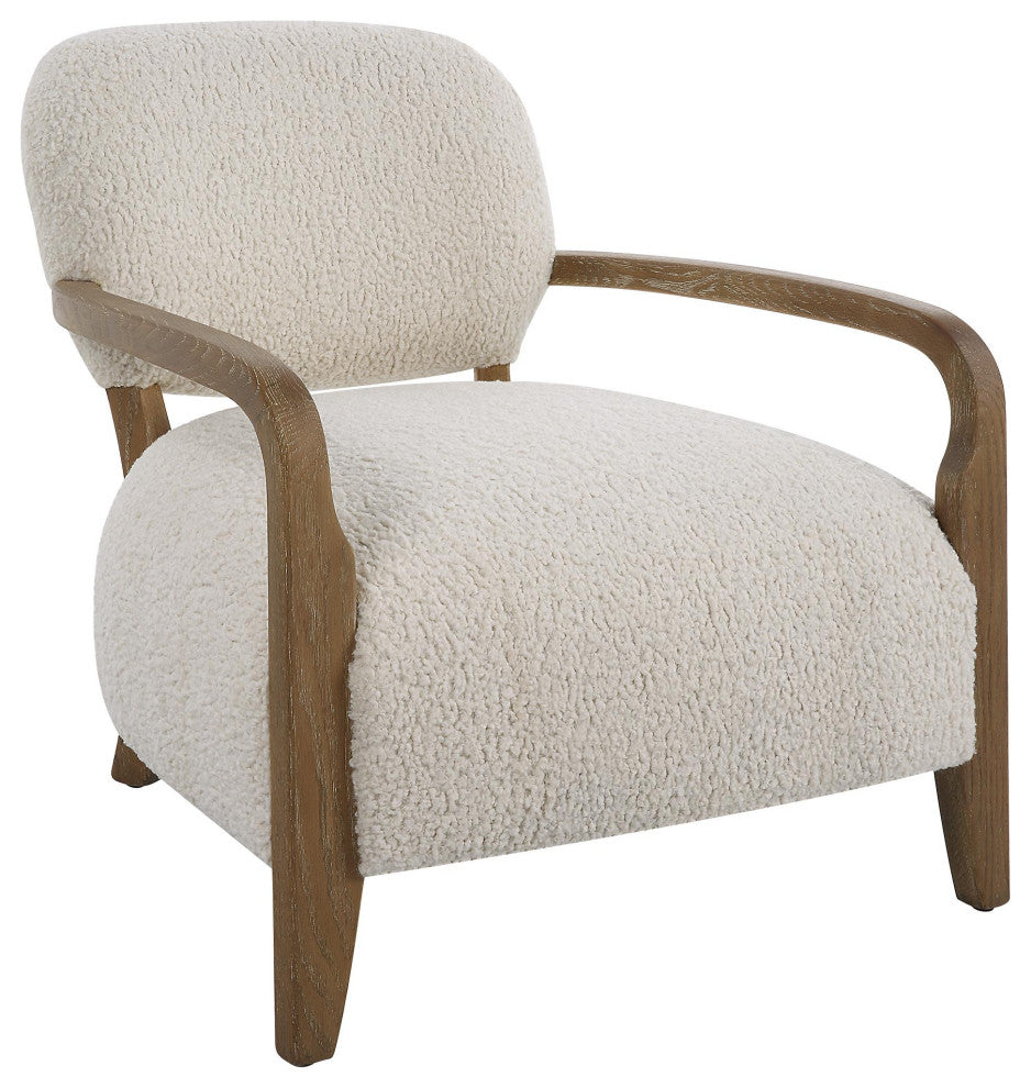 Uttermost 23772 Telluride 28"W Oak Framed Polyester Accent Chair - Oak / White