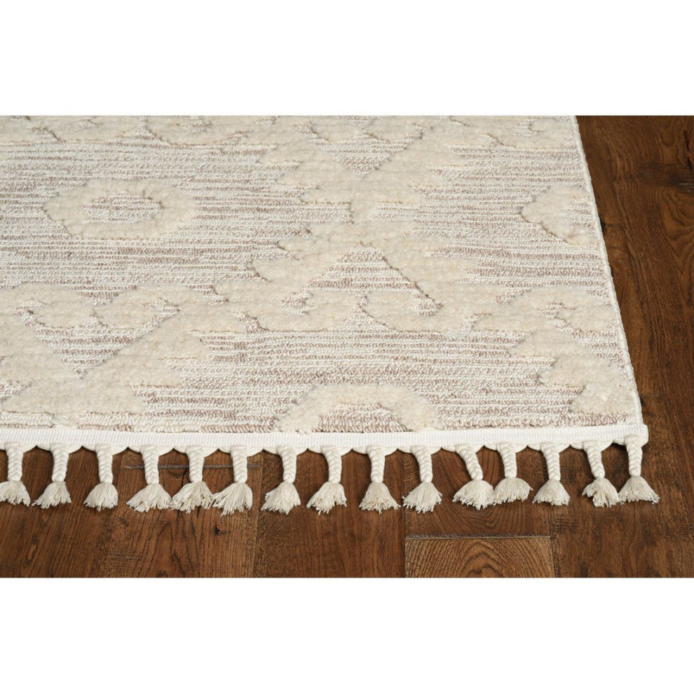 KAS Willow 1103 Ivory Beige Boho Area Rug, 3'x5'