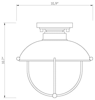 Z-LITE 590F-GV 1 Light Outdoor Flush Ceiling Mount Fixture, Galvanized