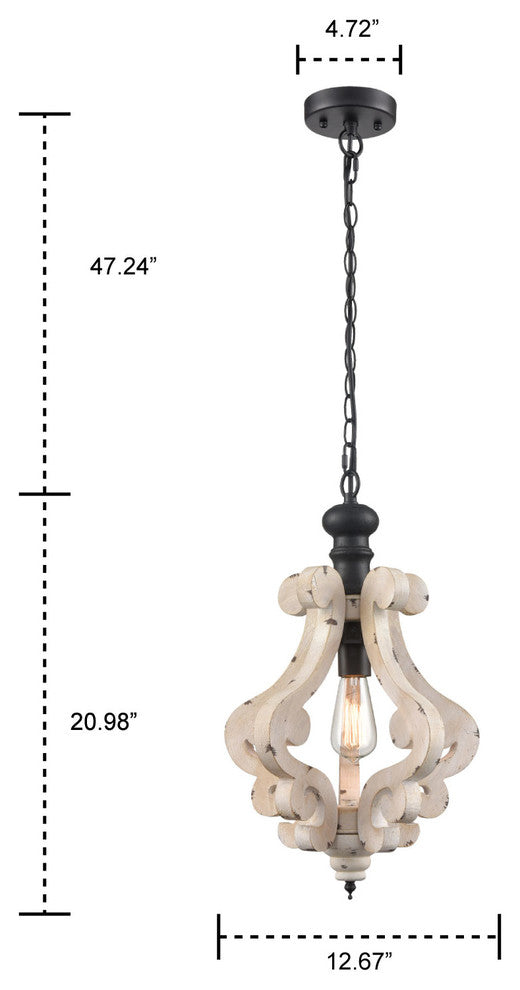 Distressing White Finish Farmhouse Wooden Pendant Light
