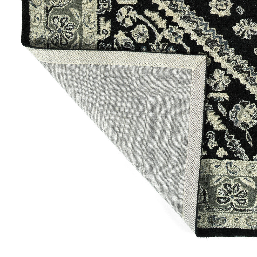 Charlotte Collection Black 8'' x 10'' Rectangle Indoor Area Rug