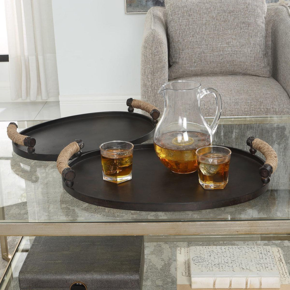 Uttermost 18073 Viggo Bronze Trays, 2-Piece Set
