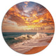 Waves Under Colorful Clouds, Seashore Round Metal Wall Art, 23"