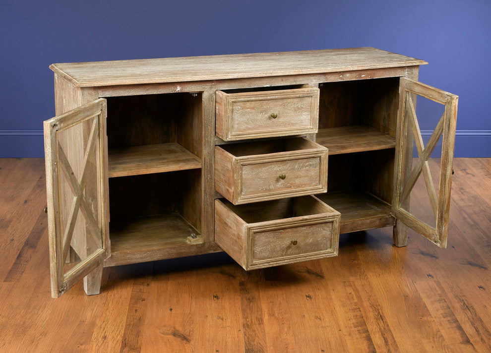 Two Door, Three Drawer Buffet, Weathered Finish