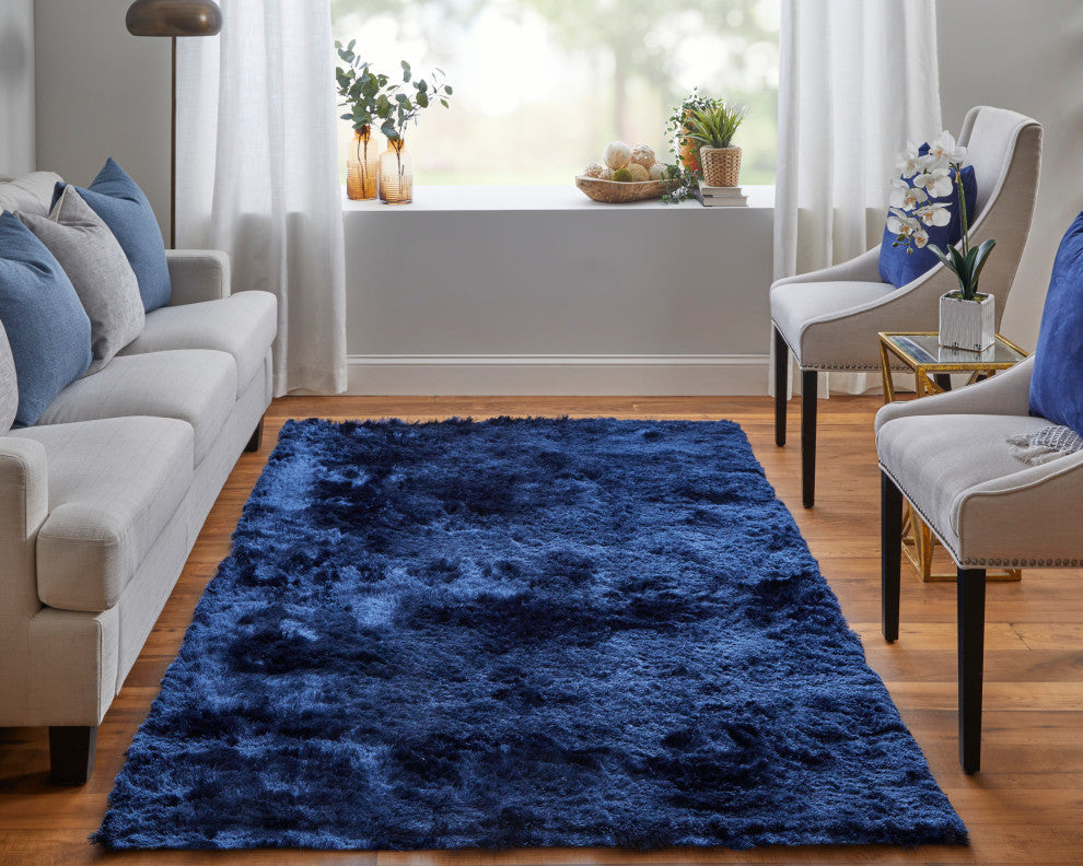 Weave & Wander Armada Plush Shag Rug, Dark Blue, 3'6"x5'6"