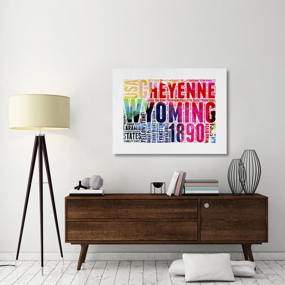 "Wyoming Watercolor Word Cloud" Fine Art Print