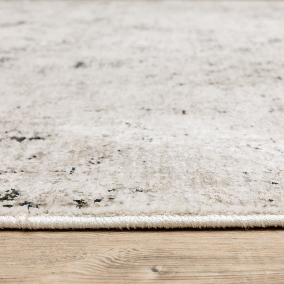 Noble Distressed Abstract Ivory/ Grey Indoor Area Rug, Ivory, 3'3"x5'